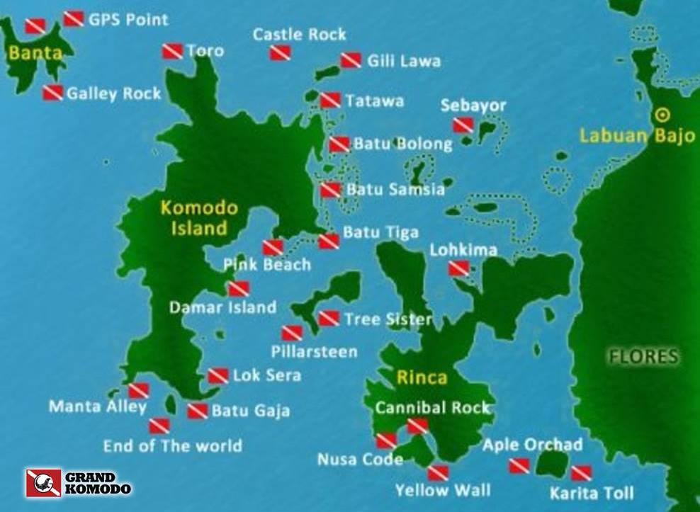Komodo dive map